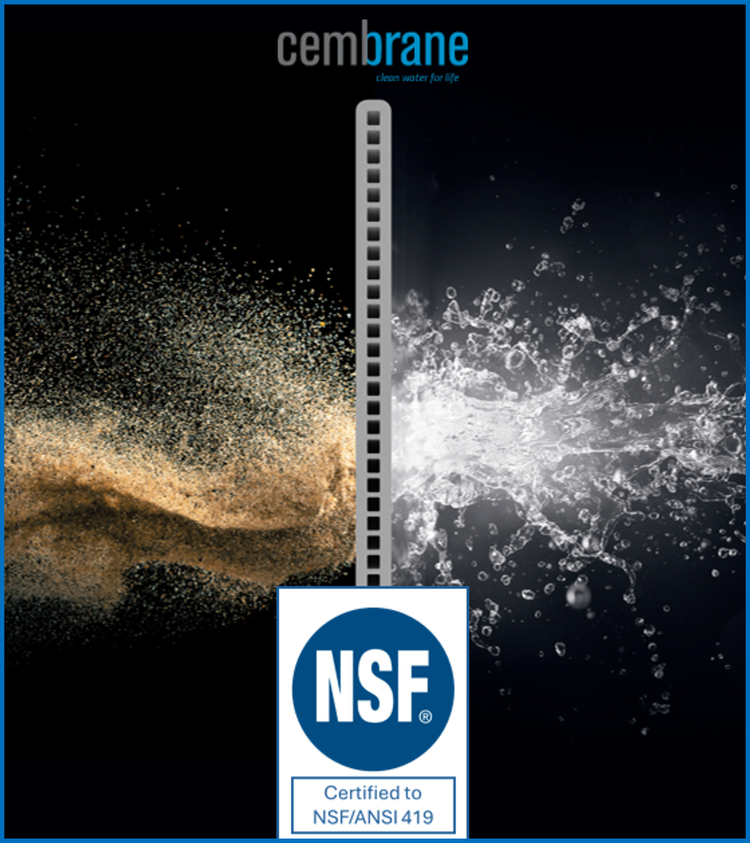 CEMBRANE’S SICBLOX MEMBRANES ACHIEVE NSF 419 DRINKING WATER CERTIFICATION.